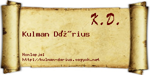 Kulman Dárius névjegykártya